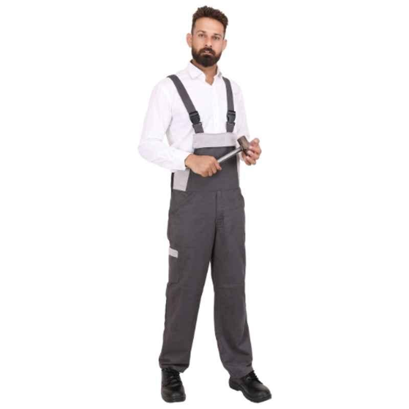 Club Twenty One Workwear Hampton Cotton Grey Safety Bib Trouser, 4009, Size: 2XL