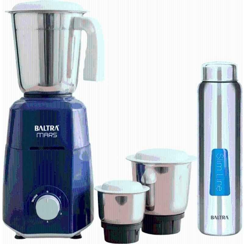 Baltra Mars 550W ABS Blue & Grey Mixer Grinder with 1000ml Stainless Steel Bottle & 3 Jars, BMG-220
