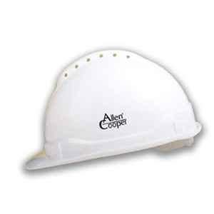 Allen Cooper White Polymer Nape Type Safety Helmet with Chin Strap, SH702-W