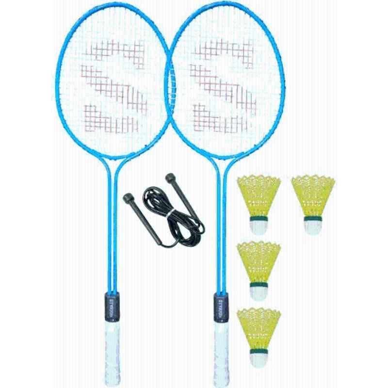 STYRKR Alloy Steel Multicolour Badminton Racquet Set of 2 with Shuttlecock 4 1 Skipping Rope Badminton Kit