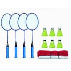 STYRKR Iron Multicolour Badminton Combo Set with 4 Rackets, 6 Shuttlecocks & 1 Pc Net