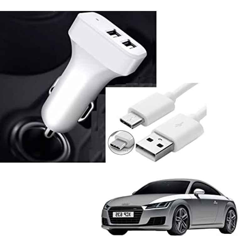 Kozdiko 5.1A 2 USB Fast Car Charger with C-Type Cable for Audi TT
