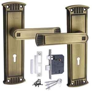 Atom Zinc Brass Antique Finish 6 Lever Double Stage Heavy Duty Mortise Door Lockset, O40KY
