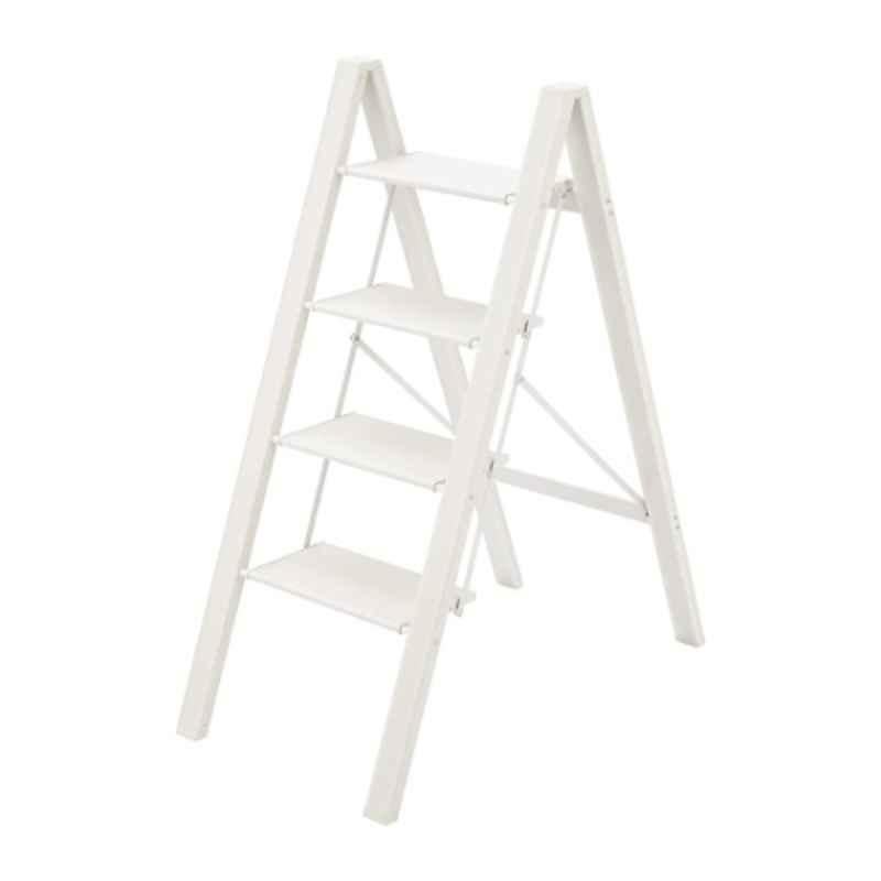 Corvids 150kg 4 Steps Aluminum White Foldable Ladder with Wide Anti-Slip Pedal, CASL-04W