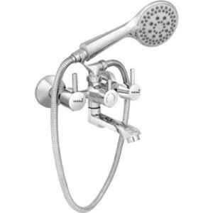 Gold Bell 003 Brass Silver Wall Mounted Chrome Finish 2 in 1 Bathroom Wall Mixer with Hand Shower & Tube