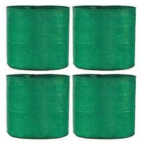 Singhal 15x15 inch Polypropylene Green Round Grow Bag for Nursery & Terrace Gardening (Pack of 4)