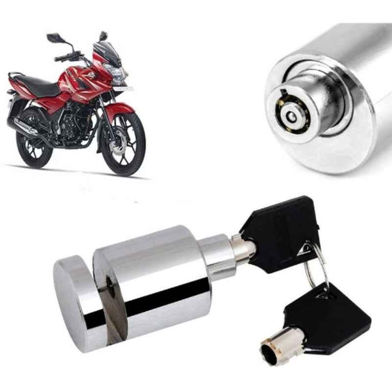 Auto Pearl Stainless Steel Silver Heavy Duty Anti Theft Motorcycle Disc Brake Lock, Lock-024