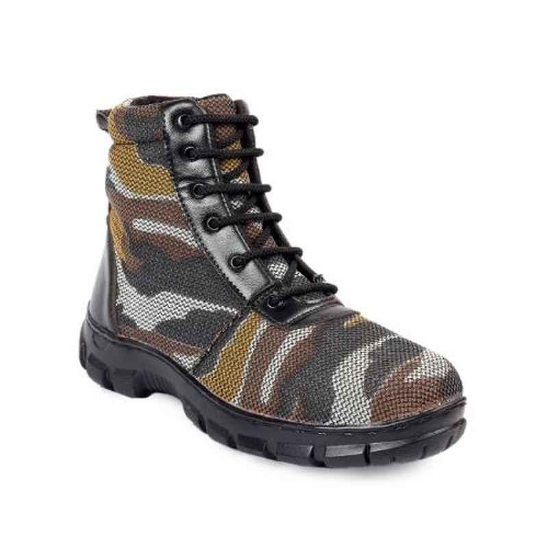 Woakers Synthetic Leather Steel Toe Airmix Sole Military Safety Boots, Size: 8
