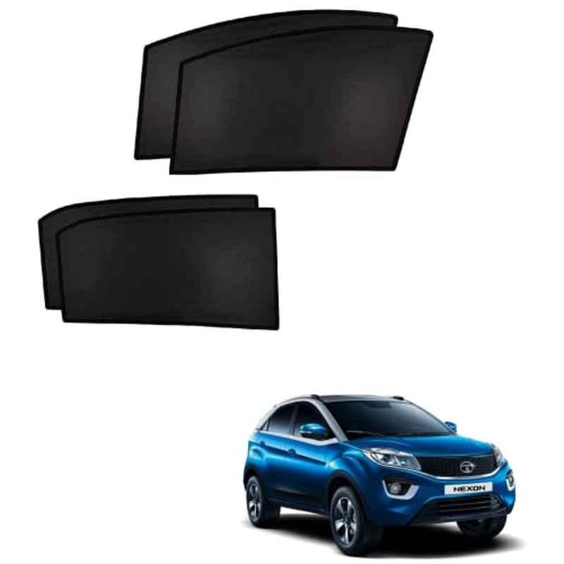 Kozdiko 4 Pcs Custom Fit Non Magnetic Curtains Mesh Car Sun Shade Set for Tata Nexon