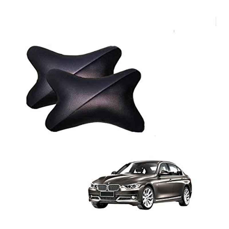 Kozdiko 2 Pcs Memory Foam Grey & Black Car Neck Rest Cushion Pillow Set for BMW 3 Series