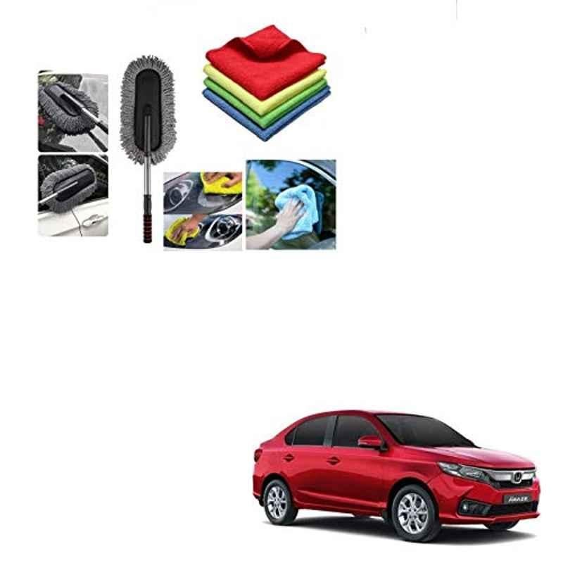 Kozdiko 4 Pcs 40x40cm Microfiber Car Cleaning Cloth Set & Cleaning Duster Combo for Honda Amaze 2018