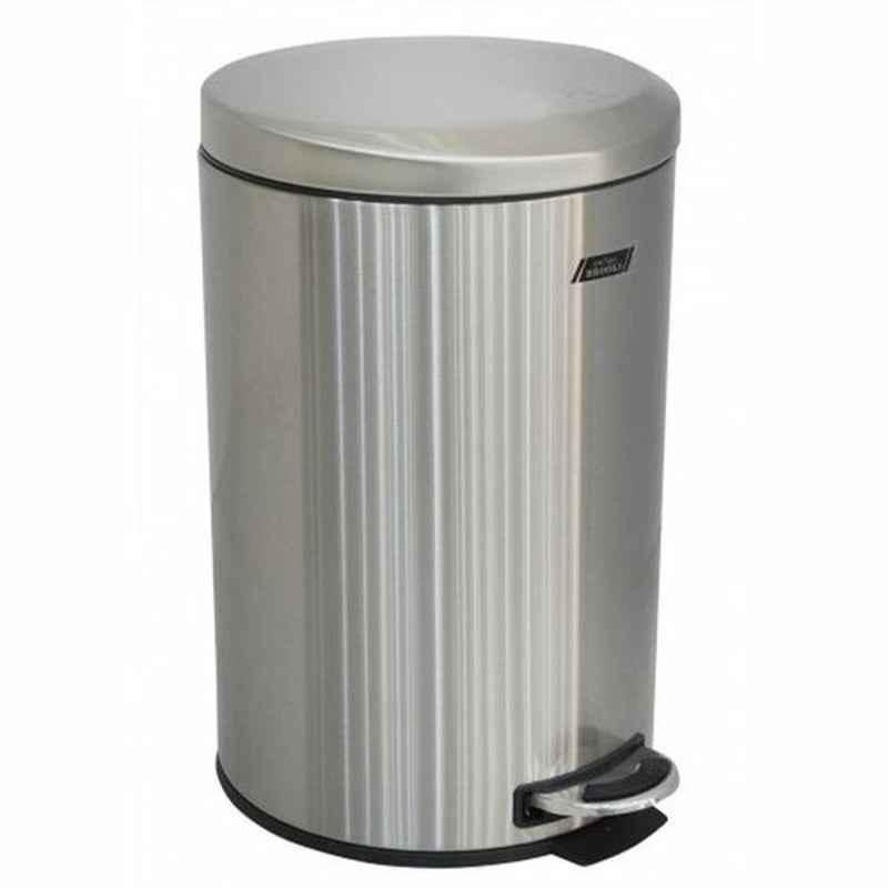Brooks Pedal Bin With Moon Lid, BKS-SS-094, Stainless Steel, 20 L, Silver