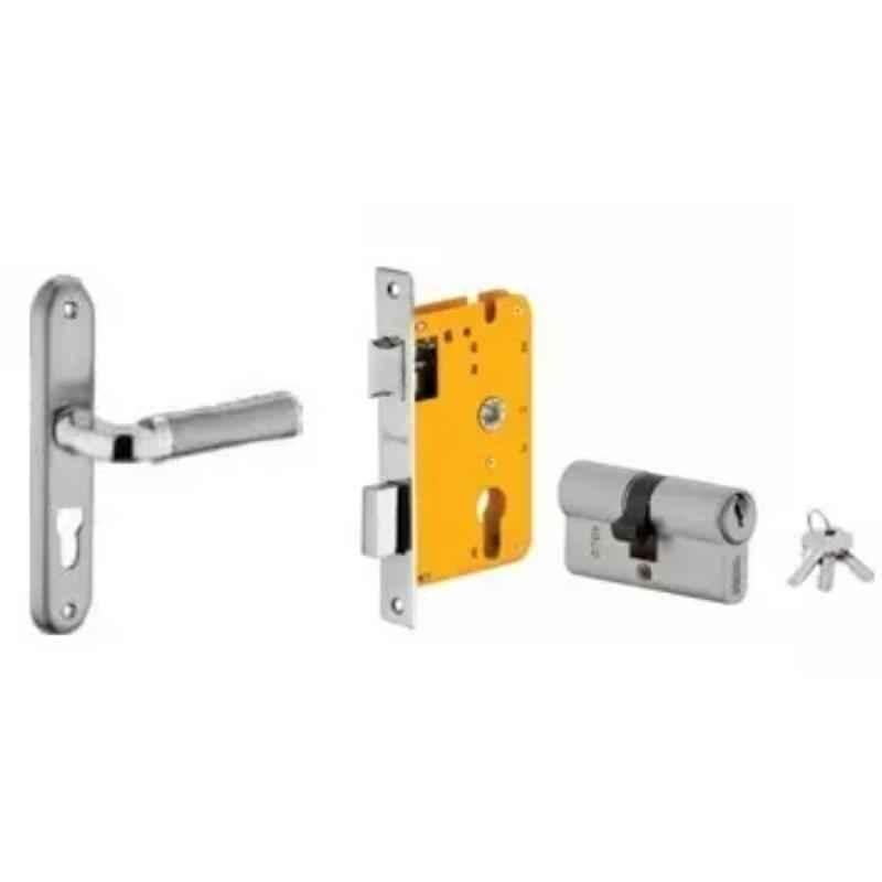 Dorset HL Series Inspire 70mm Stainless Steel Silver Chrome Finish Door Handle Lock Set with Both Side Key Cylinder (Pack of 3)