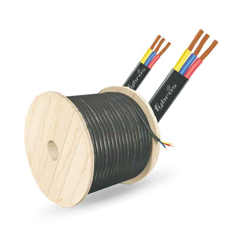 Fybros 4 Sqmm 3 Core Flat PVC Submersible Cable, FWC1137, Length: 500 m