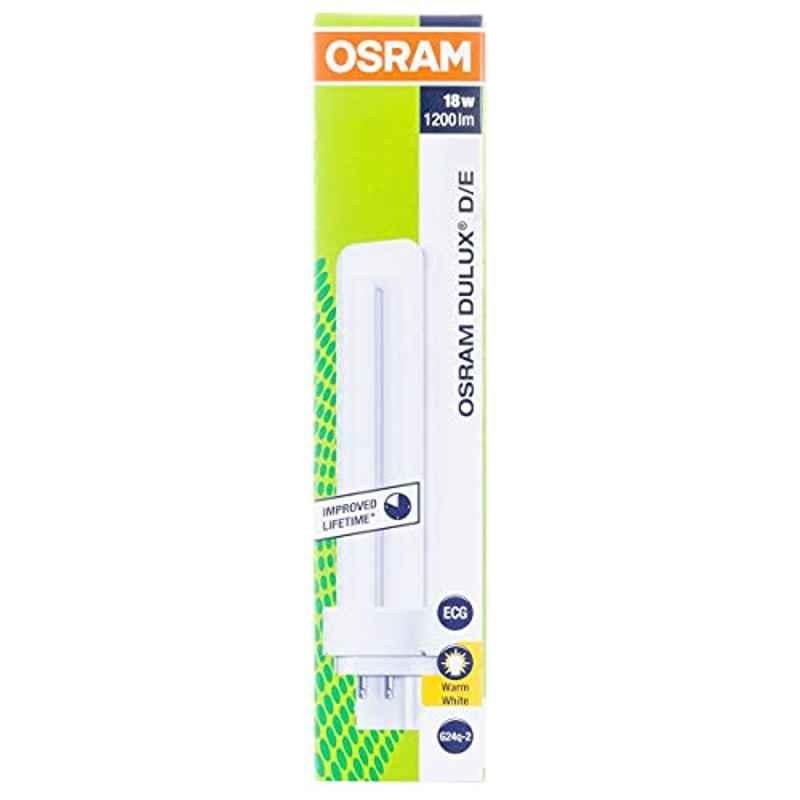 Osram 18W Warm White CFL Lamp, Dulux-D/E 18W/830 (Pack of 8)