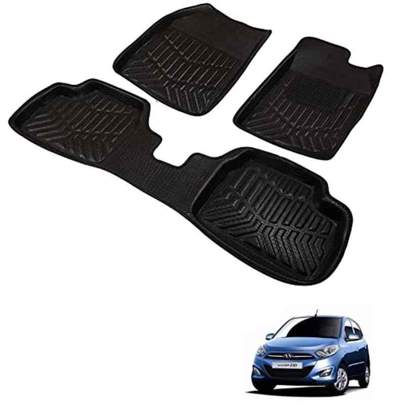 Kozdiko 3D Black Car Foot Mat Set for Hyundai i10, dshbdhb30