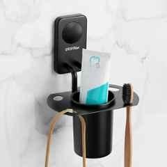 Plantex Stainless Steel Toothbrush Holder/Tumbler Holder Stand/Wall Mounted Toothbrush Stand for Bathroom Accessories Black, 576