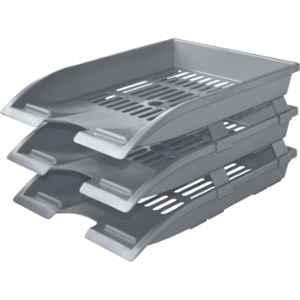 Omega 3 Compartment Plastic Elite Grey Office Tray, 1755