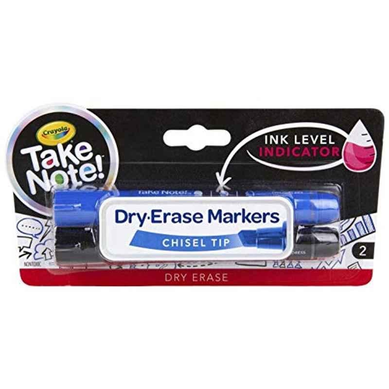 Crayola 2Pcs Take Note Black & Blue Dry Erase Markers Box