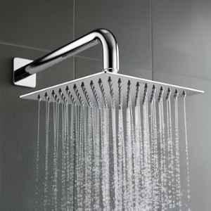 Plantex Stainless Steel Shower Head for Bathroom/8x8 inch Square Overhead Shower without Arm/Adjustable Bathroom Shower (Ultra Slim-Chrome)