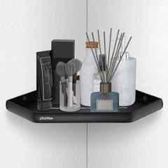 Plantex Aluminium Self Adhesive Corner Shelf for Bathroom Wall/Multipurpose Bathroom Corner Shelf/10x10 inch Corner for Home/Office/Hotel 1501, Black