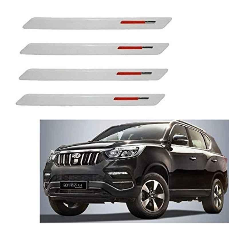 Kozdiko 4 Pcs White & Red Designer Car Bumper Protector Set for Mahindra Alturas G4, KOZ-65624