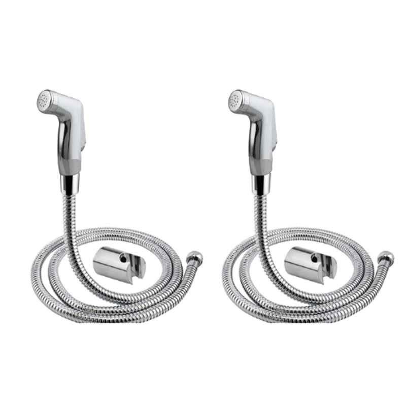 Acrome ARIS ABS Chrome Finish Health Faucet with 1m Flexible Stainless Steel Tube & Wall Hook (Pack of 2)