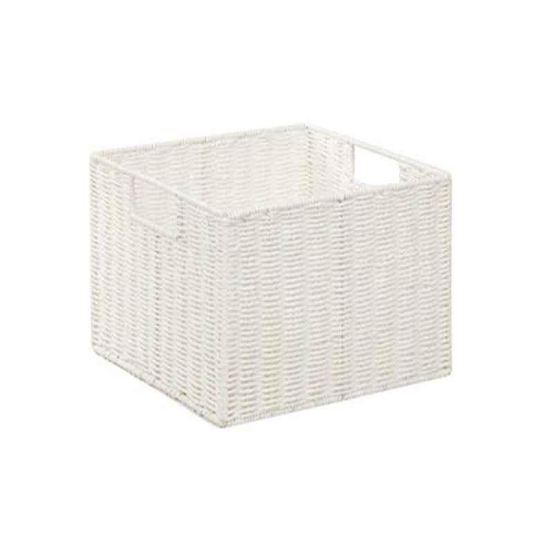 Honey-Can-Do Wicker White Parchment Cord Storage Crate, STO-03562