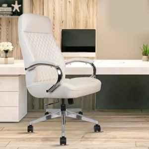 Rose Big Bucket Faux Leather White High Back Revolving Executive Office Chair