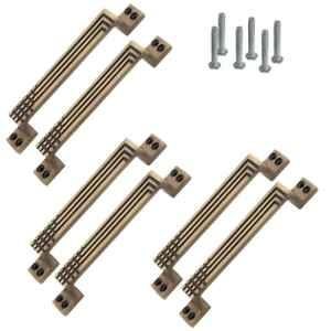 Atom 7 inch Brass Antique Finish Aluminium Dot Line Cabinet Pull Handle (Pack of 6)