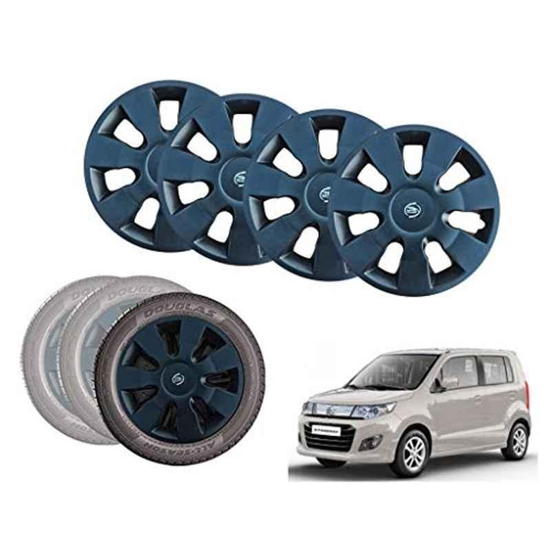 Auto Pearl 13 inch ABS Black Car Hubcap Wheel Cover with Retention Ring Set for Wagon R Stingray
