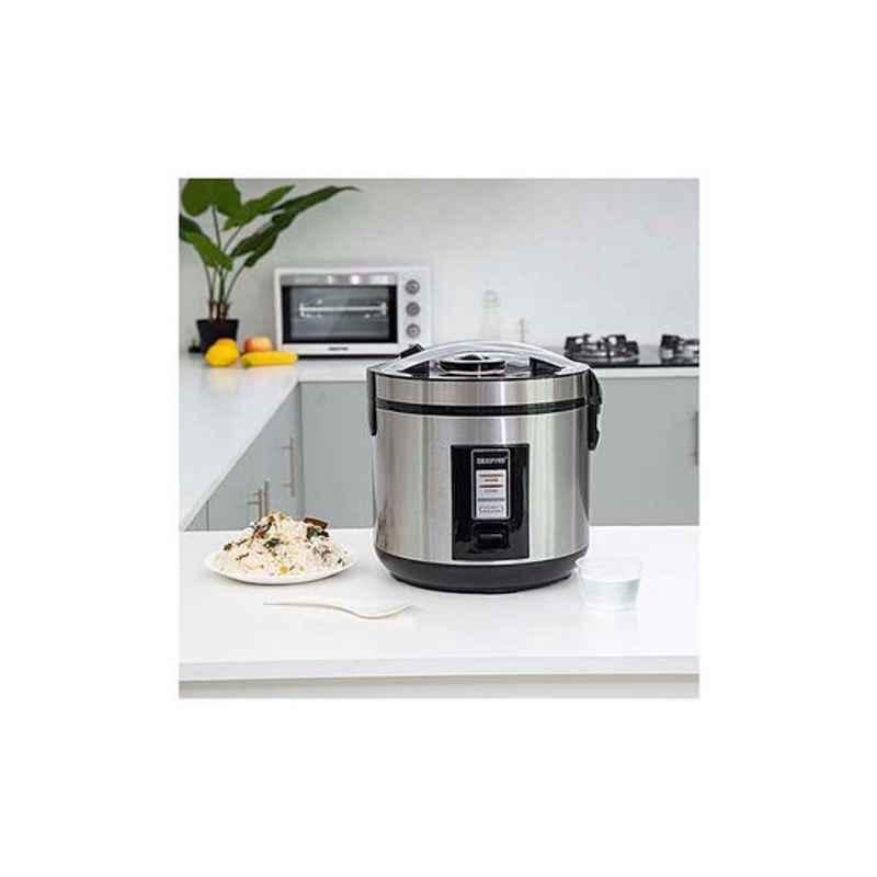 Geepas 1.8L 700W Stainless Steel Silver & Black Electric Rice Cooker, GRC4330