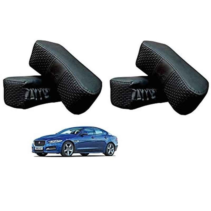 Kozdiko 4 Pcs CV Designer Black Leatherite Neck Rest Car Cushion Pillow Set for Jaguar XE