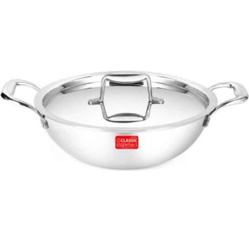 Classic Essentials ITM6786 28cm 4.2L Induction Base Stainless Steel Kadhai with Lid