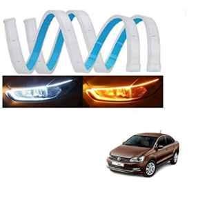 Kozdiko 2 Pcs 60cm Flexible White Daytime Running Light Set with Matrix Yellow Indicator & Turn Sequential Flow for Volkswagen Vento