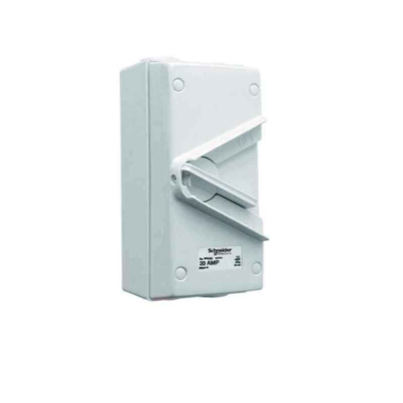 Schneider 20A 440V IP66 Weatherproof Surface Mount Double Pole Isolating Switch