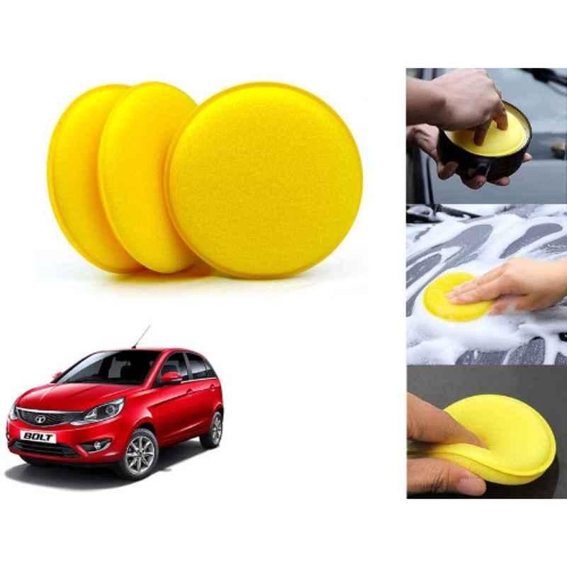 Auto Pearl Polyurethane Beige Washing & Waxing Polish Foam Sponge for Bolt Except XB XE XM (Pack of 3)