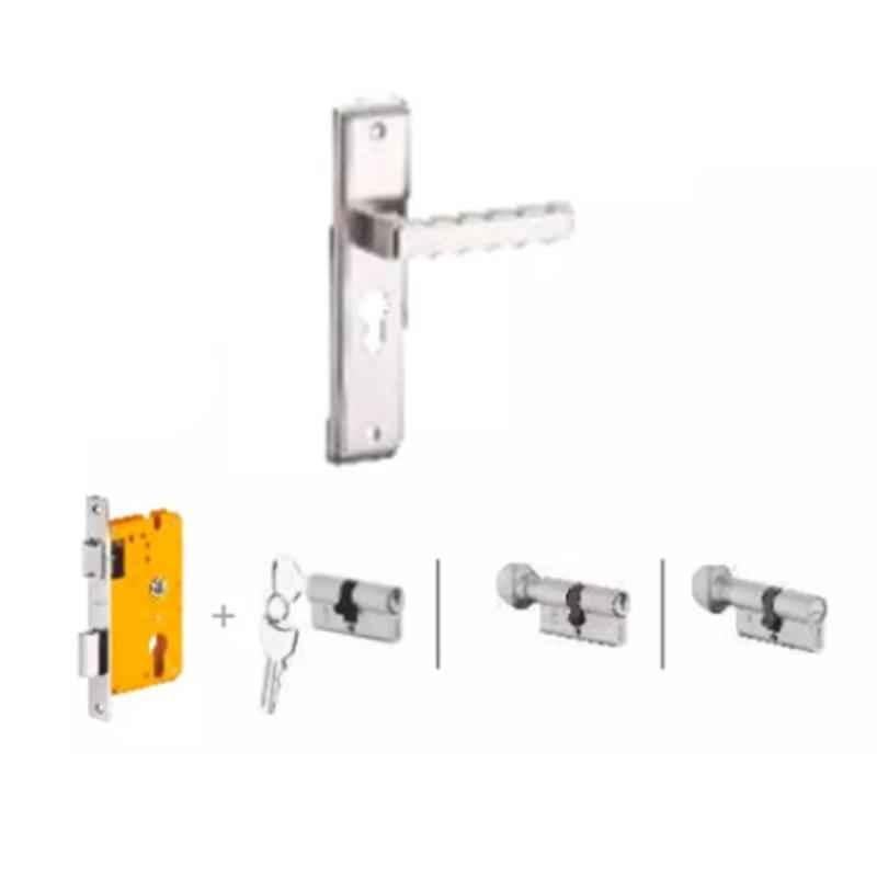 Dorset Kaira HL KAI 8 inch Zinc SC Finish Lock Set with Coin & 70mm Knob Cylinder (Pack of 2)