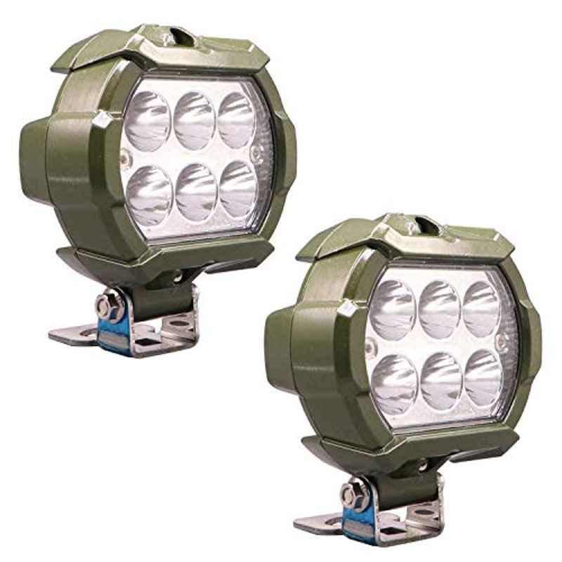 AllExtreme Ex6Lm02 Waterproof 6 Led White Fog Light With Strobe Feature Heavy Duty Work Lamp For Motorcycle Bike Car And Suv (18W, White), (Pack of 2)