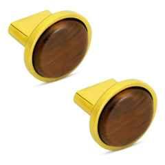 Plantex Knobs for Drawer/Round Drawer Knobs/Knobs for Cabinets/Pull-Push Knobs for Kitchen/Bedroom Drawer (Pack of 2) Small, Gold & Wood