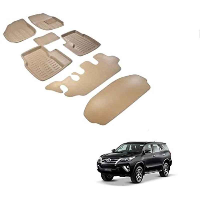 Kozdiko 3D TPE Beige Car Foot Mat Set for Toyota Fortuner, koz_88087