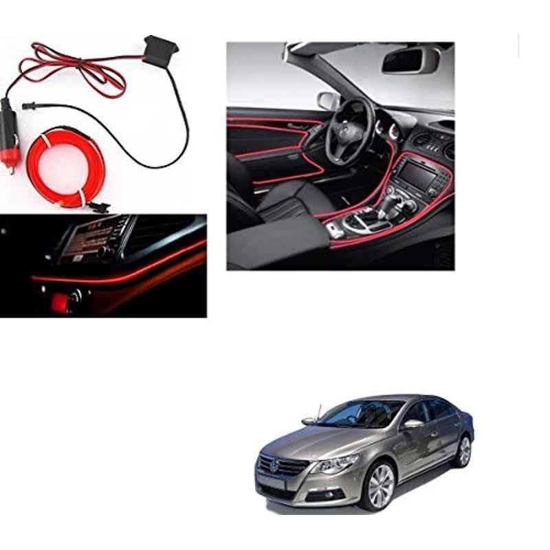 Kozdiko 12V Red Car Interior Decor Neon Strip Light for Volkswagen Passat