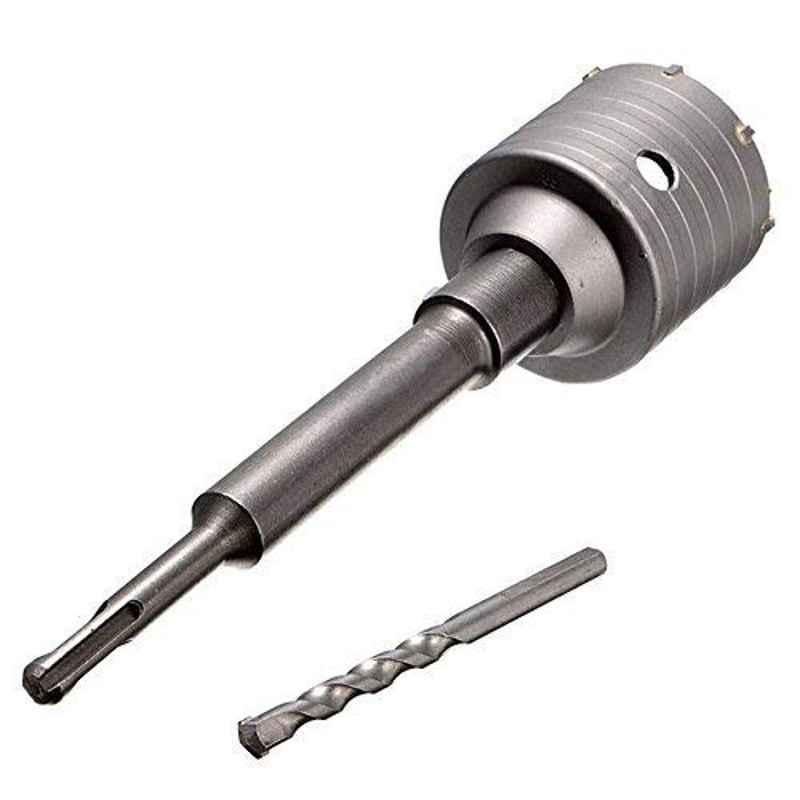 Krost 150mm Concrete Wall Drill Bit Hole Saw Cutter And 200mm Connecting Rod With Wrench For Brick Cement Stone, Grey