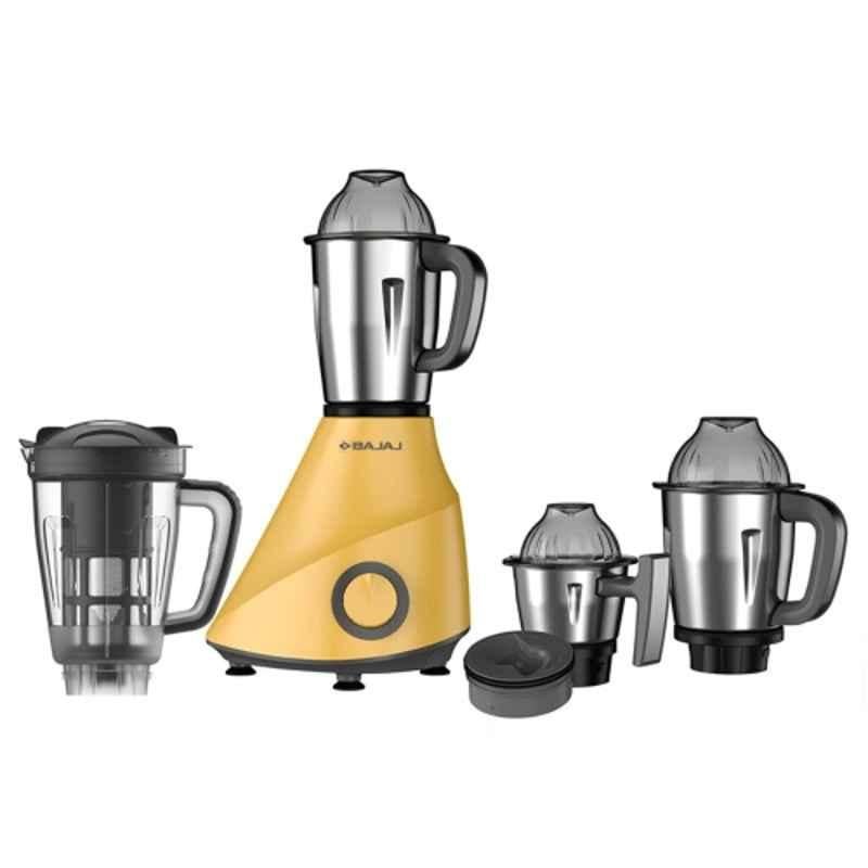 Bajaj Armor Quadra 800W Curcuma Yellow Mixer Grinder with 4 Jars & 2 Years Warranty, 410633