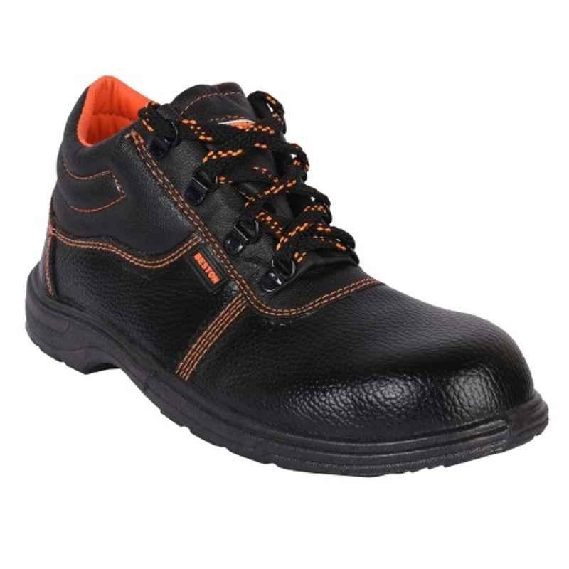 Hillson Beston Steel Toe Black Work Safety Shoes, Size: 7