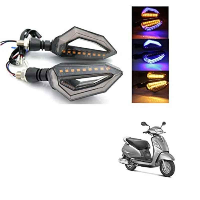 Kozdiko 4 Pcs Bike D Shaped 9 LED Front & Rear Side Turn Signal Indicator Light Set for Suzuki Access 125