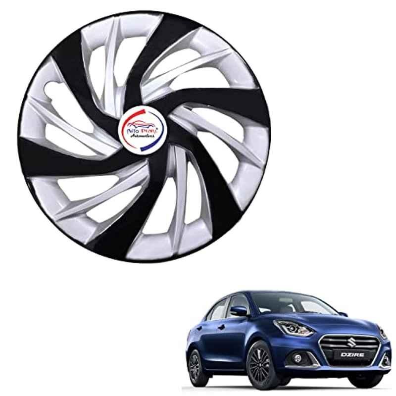 Auto Pearl 4 Pcs 14 inch ABS Black & Silver WCS104 Hubcap Wheel Cover Set with Retention Ring for Maruti Suzuki Dzire 2020