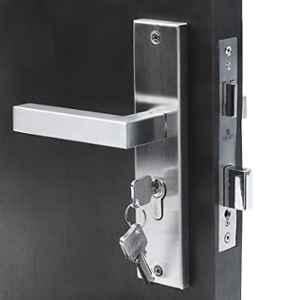 Handle Waala LB201 8 inch 60mm Stainless Steel Silver Cylindrical Plate One Side Key Mortise Door Lock Set