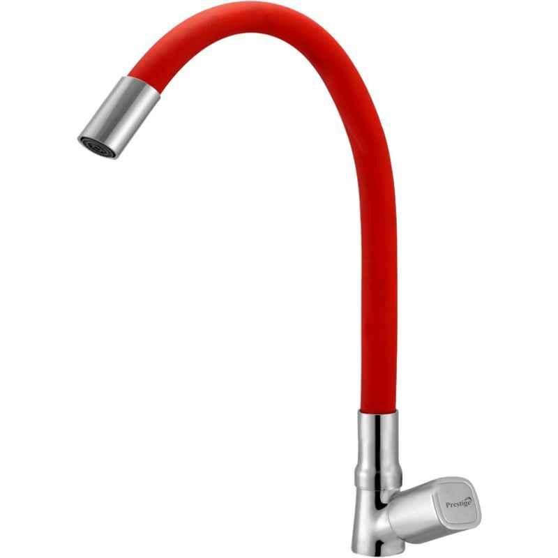 Buy Prestige DIXY Brass Chrome Finish Red Flexible Swan Neck Pillar Tap