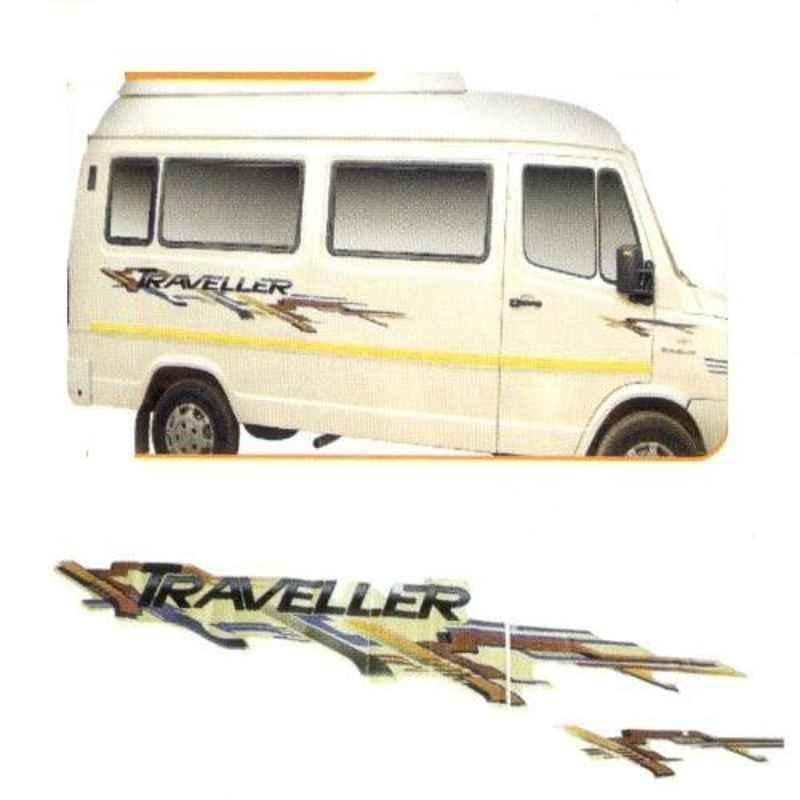Galio Brown & Yellow Graphics Car Sticker Set for Force Traveller, GL-205B